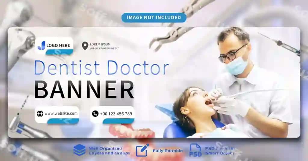 Tish ommonati baner shablon dizayni | Dentist banner template design