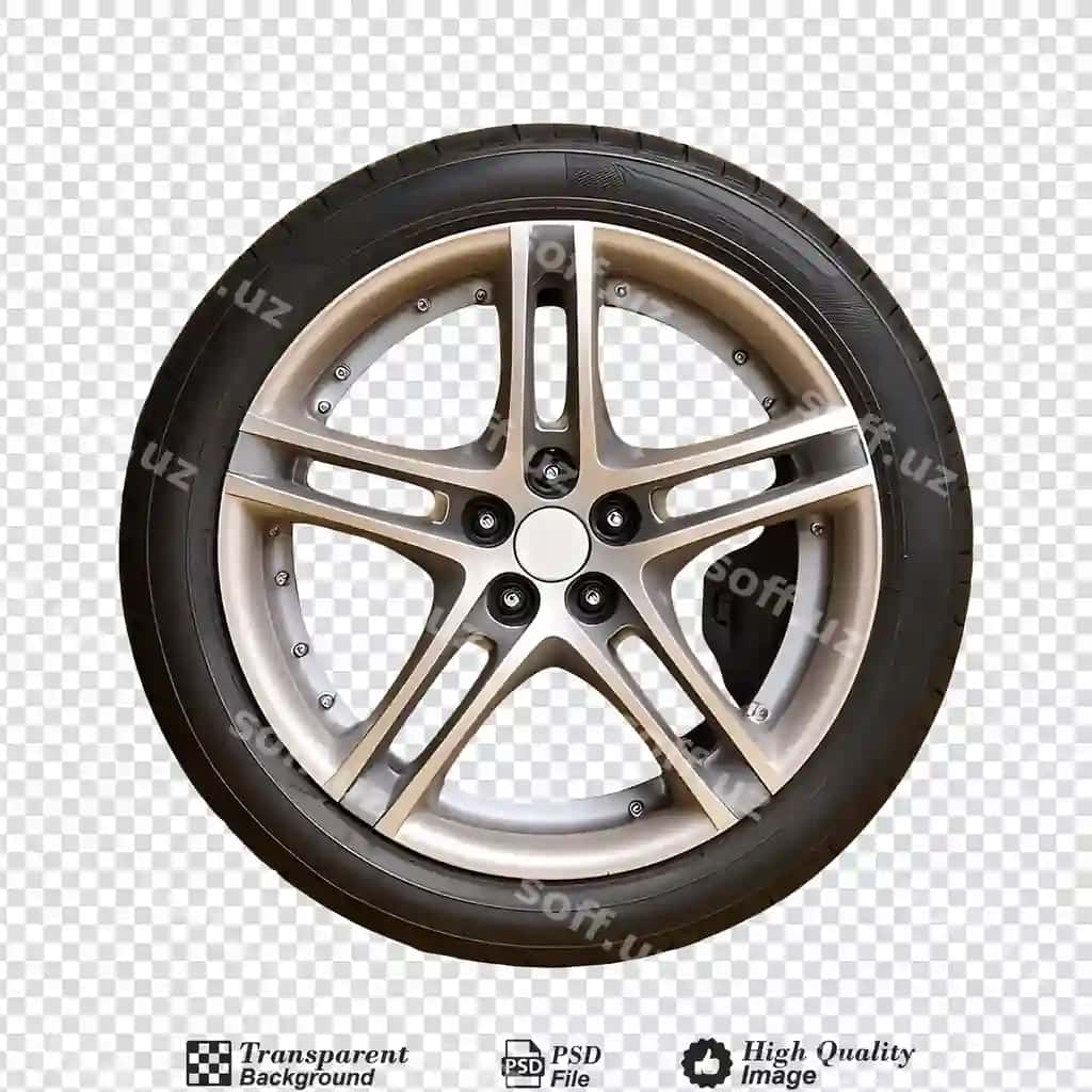 Mashina g'ildiragi ajraltirilgan shaffof fonda | Car wheel isolated transparent background