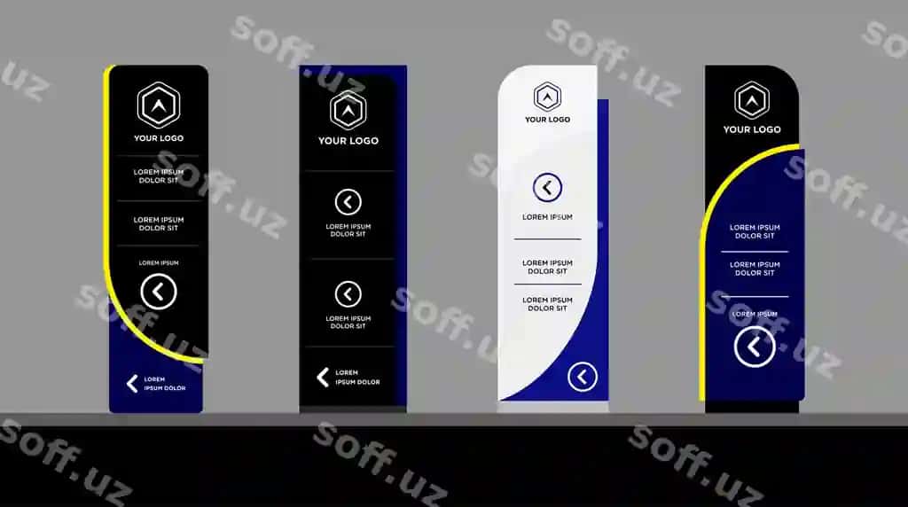 Tashqi ichki loyiha shablon to'plami korparat identiklik | Exterior interior signage template set corporate identity