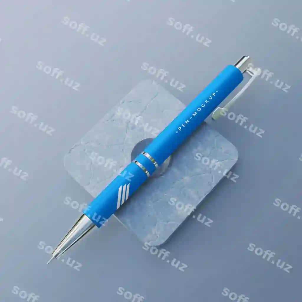 Psd yotgan chiroyli ruchka mockup marmur asos | Psd lie down elegant pen mockup marble base