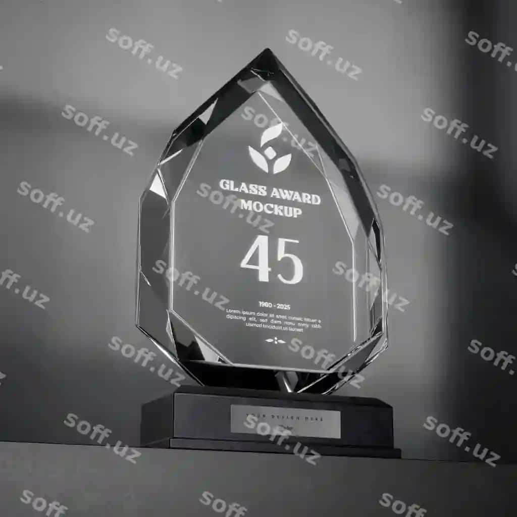 Shisha mukdori mockup dizayni | Glass trophy mockup design