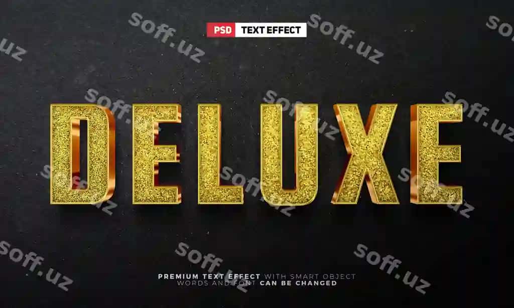 Elegant deluks hasharot parlavchi oltin 3D tahrir qilish imkoniyati matn effekti uslubi | Elegant luxury deluxe glitter gold 3d editable text effect style