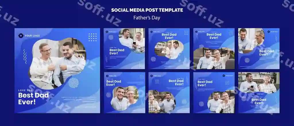 Baba kuni ijtimoiy media posti shabloni | Father s day social media post template