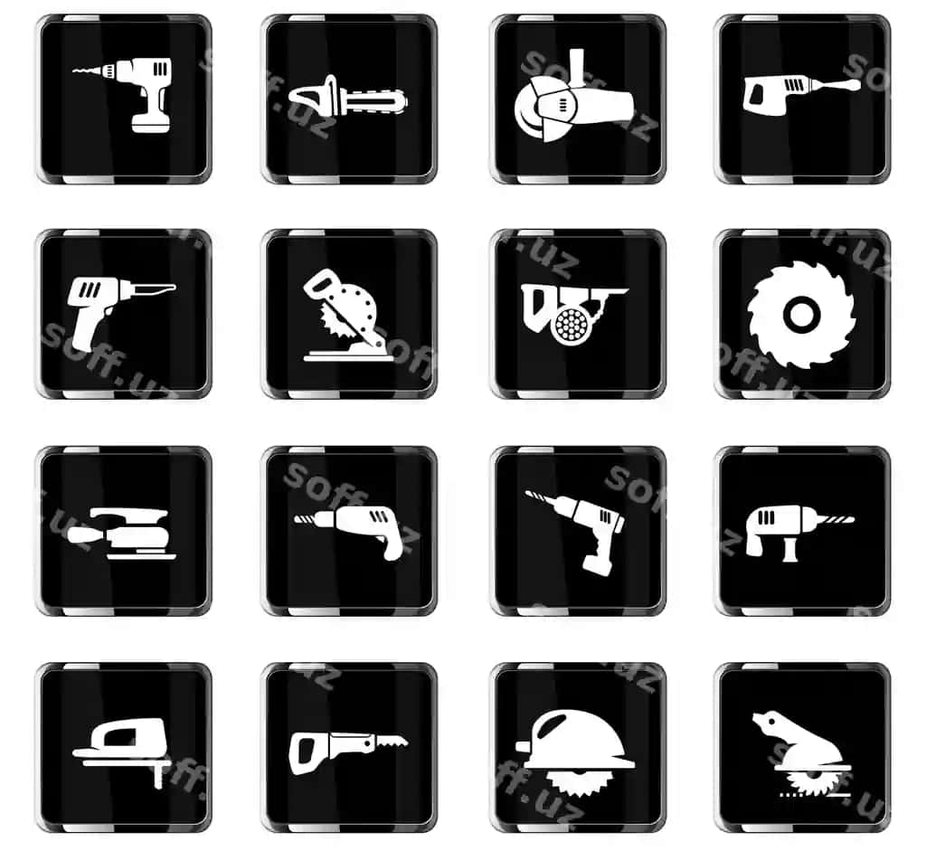 Sanoat jihozlari vektor ikonkalar foydalanuvchi interfeysi dizayni | Industrial equipment vector icons user interface design