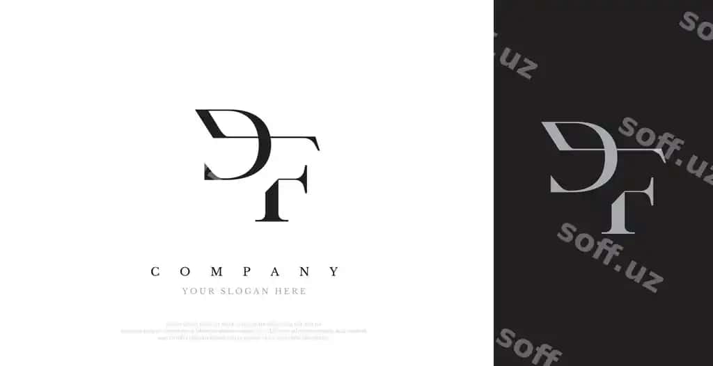 Boshlang'ich df logotip dizayni vektori | Initial df logo design vector