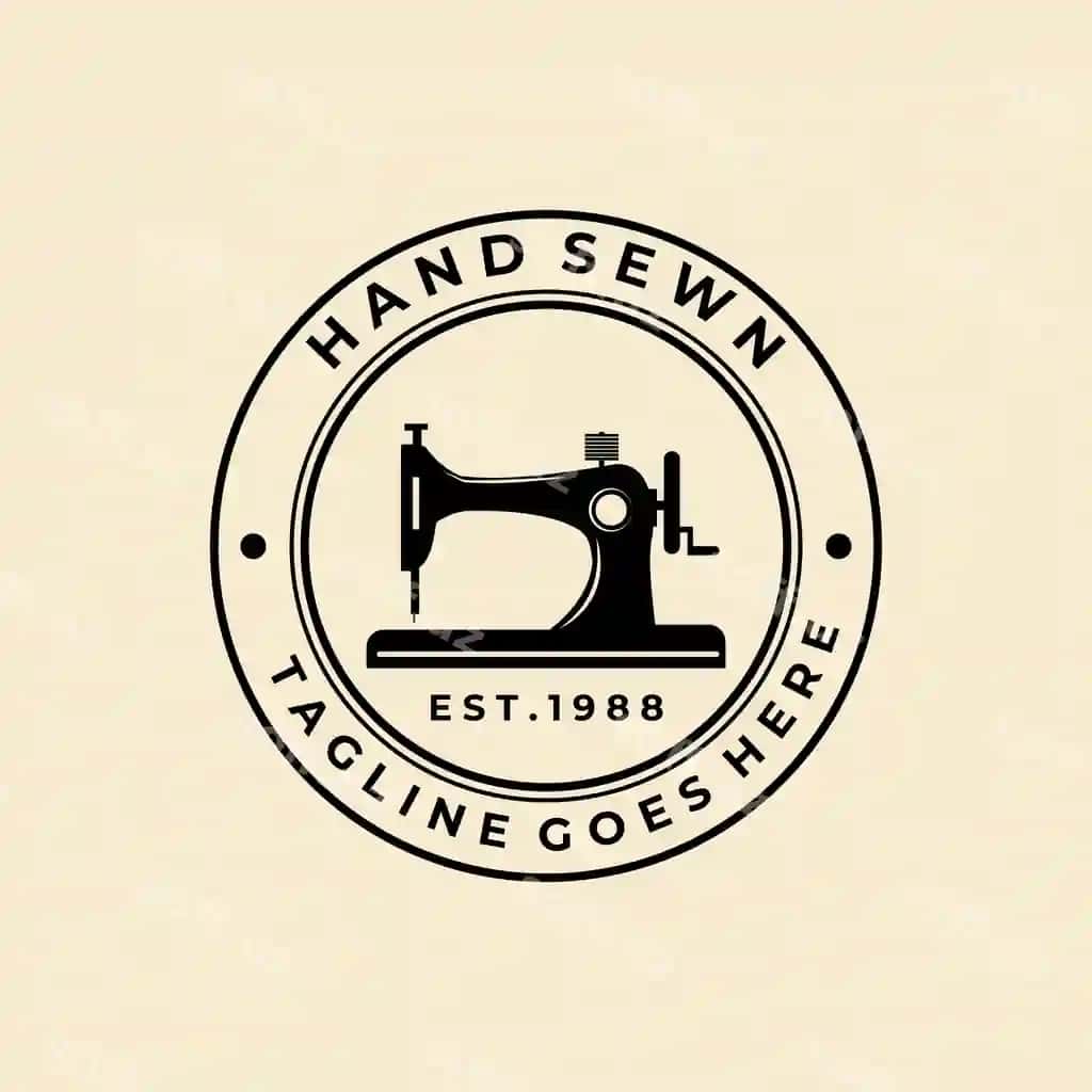 Ushqiq mashinasi badj logotip illustratsiya dizayni | Sewing machine badge logo illustration design