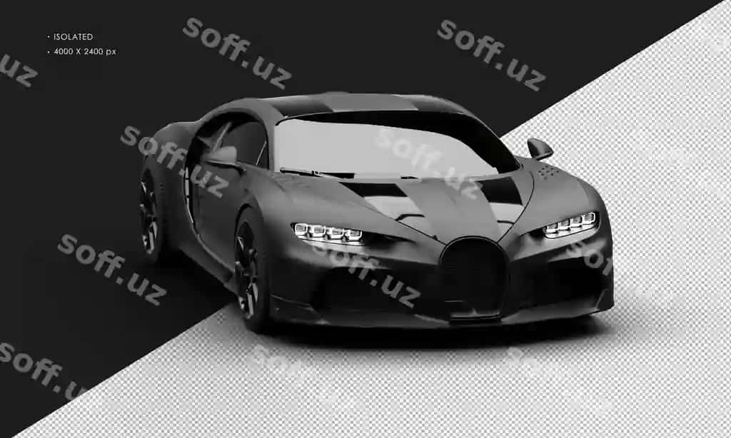 Ajraltirilgan realistik mat qora lukx shaxoblar sport sedan super | Isolated realistic matte black luxury stripes sport sedan super