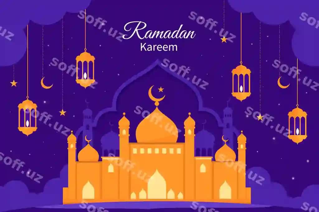 Tekis orqa fonda islam Ramazon bayrami | Flat background islamic ramadan celebration