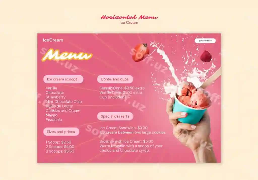 Muzqaymoq shabloni dizayni | Ice cream template design