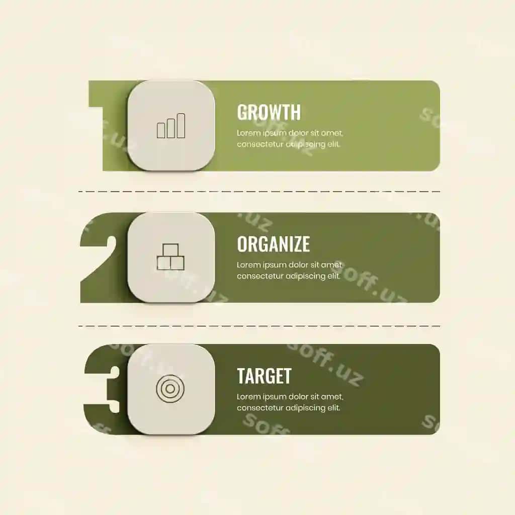 3 bosqichlar infografika minimalist uslub | 3 steps infographic minimalist style