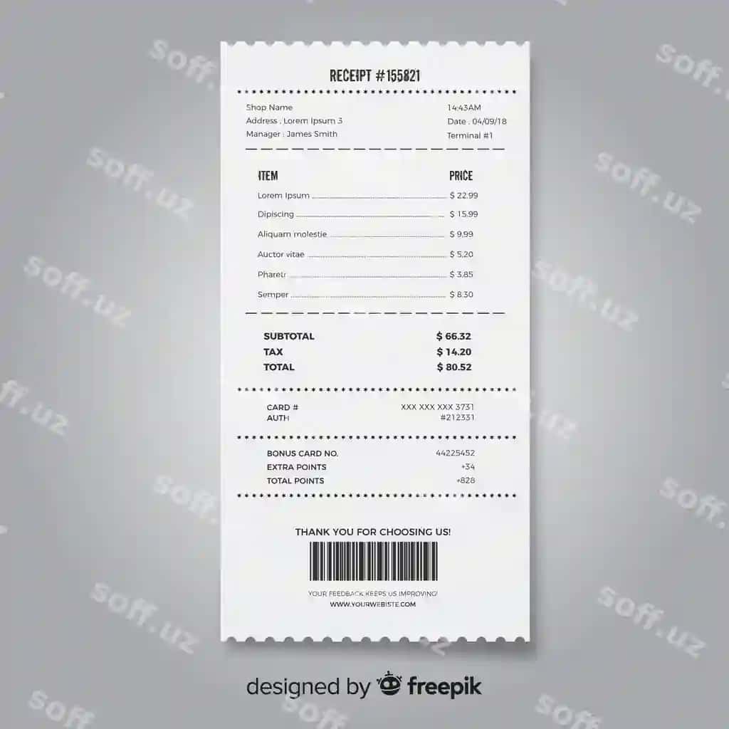 Chek shablonlari to'plami realistik dizayn bilan | Receipt template collection with realistic design