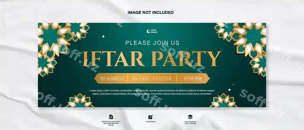 Flats iftar tadbir taklifi Facebook varaq shabloni Islam Ramazon | Flat iftar party invitation facebook cover template islamic ramadan