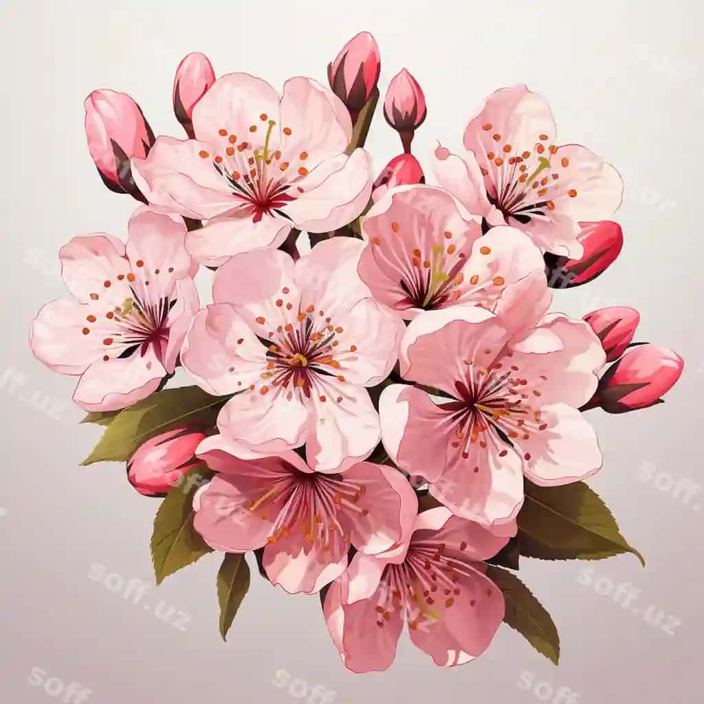 Sakura vektor chilanzor gul gulli binafsha bahor fon olcha | Sakura vector blossom flower floral pink spring background cherry