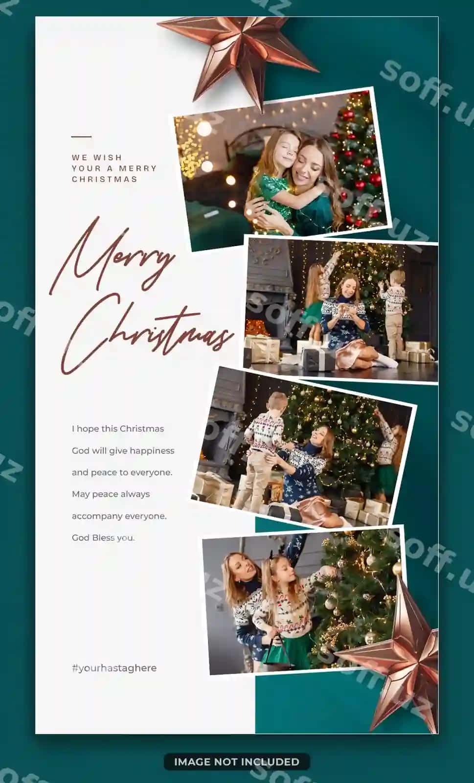 Rojdestvo foto kollej ijtimoiy tarmoqlar shabloni | Christmas photo collage social media template