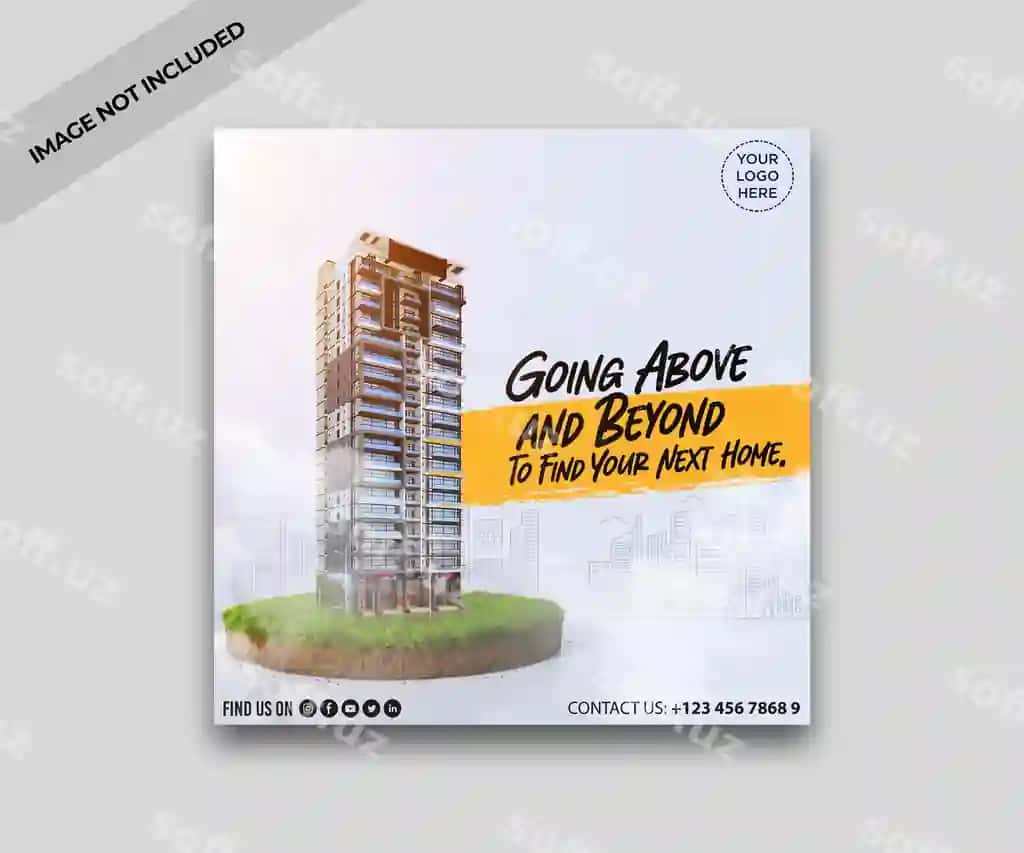 Psd haqiqiy me'moniy uy ijtimoiy tarmoq Instagram post banner shabloni | Psd real estate social media instagram post banner template