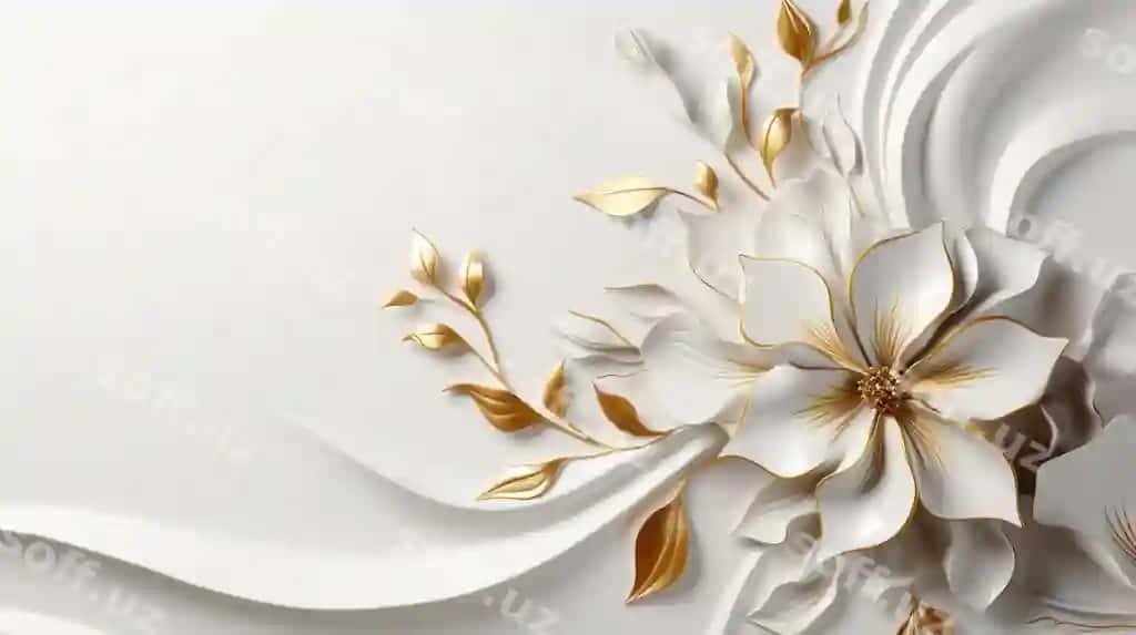Hashm oq fon o'ttiz bilan | Luxury white background with gold