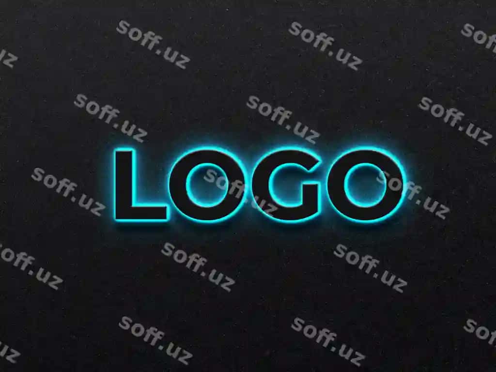 3d neong ko‘k logotip mockup | 3d neon blue logo mockup
