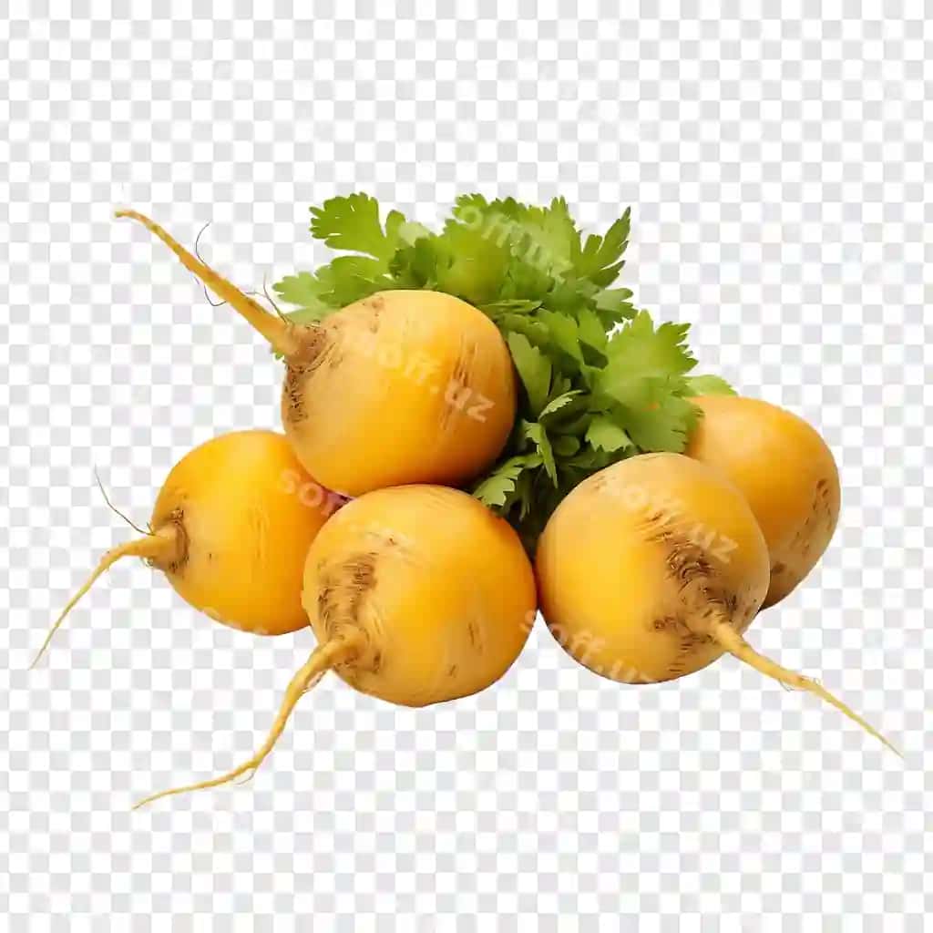 Yangi oltin qurdiu ajraltirilgan shaffof fonda | Fresh burpees golden beets isolated transparent background
