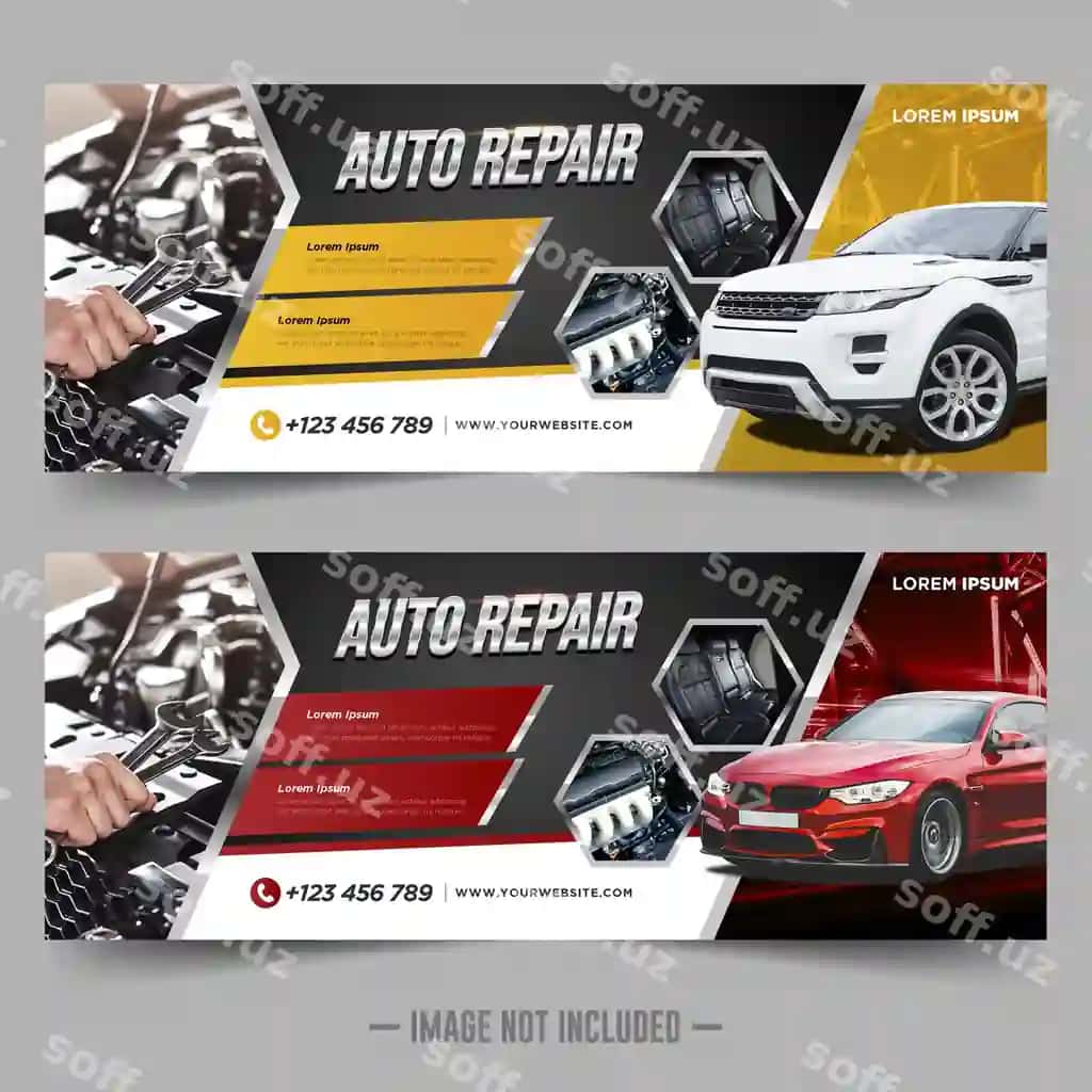 Banner shabloni uchun avtomobil ta'mirlash dizayni | Car repair banner design template