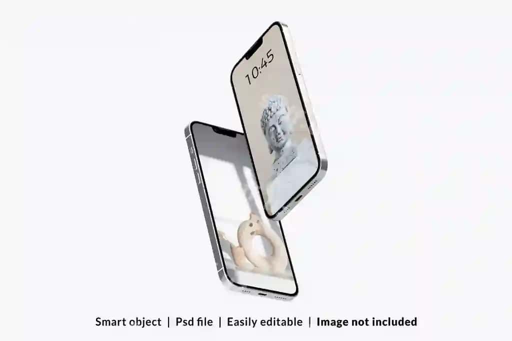 Suza olingan 2 telefon ekrani mockupi Eng yaxshi ilova UI dizayni namoyish | Floating 2 phone screen mockups best app ui design display