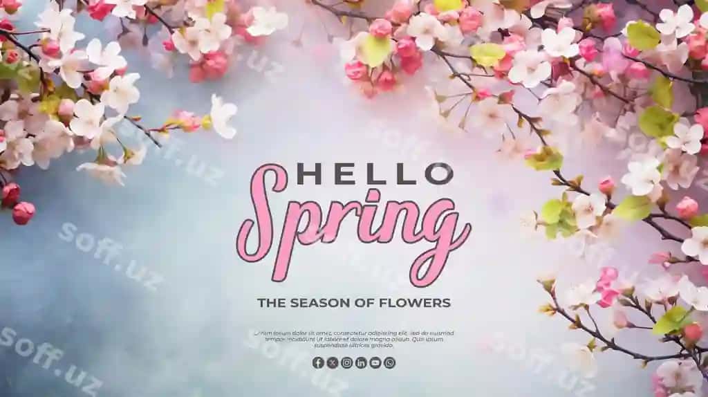 Bahor maxsus tabrik kartasi haqiqiy psd orqa fonda bilan | Spring special greeting card with realistic psd background