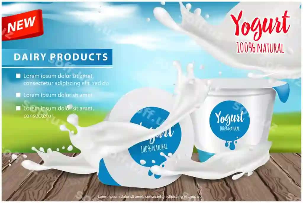 Yo'gurt reklamalari doira oq parlak plastik qozon mazali yo'gurt bilan | Yogurt ads round white glossy plastic pot with appetizing yogurt