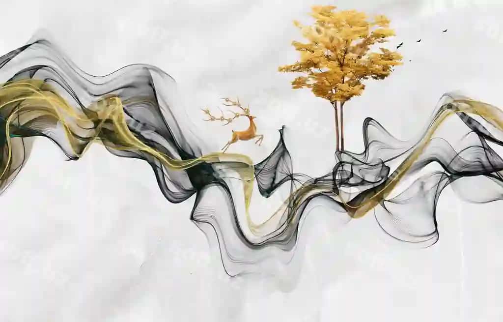 Abstrakt geometriya oltin orqa fonda manzarasi devor parambari zamonaviy san'at devor sharihlari moda | Abstract geometry golden background scenery wallpaper modern art wall murals fashion