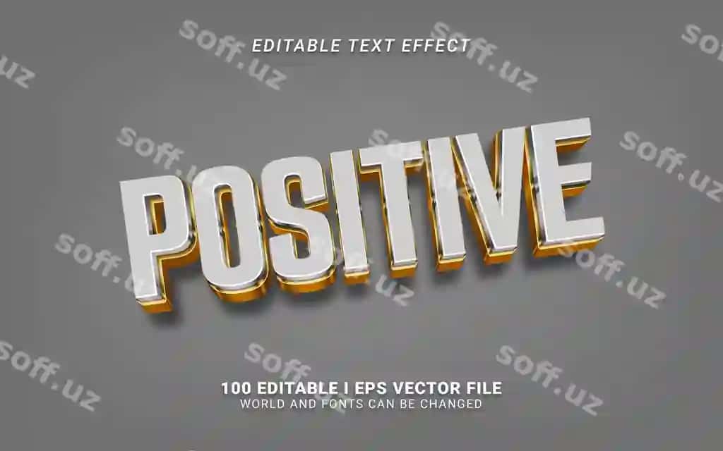 Elegant ijobiy 3D uslubidagi matn effekti dizayni | Elegant positive 3d style text effect design