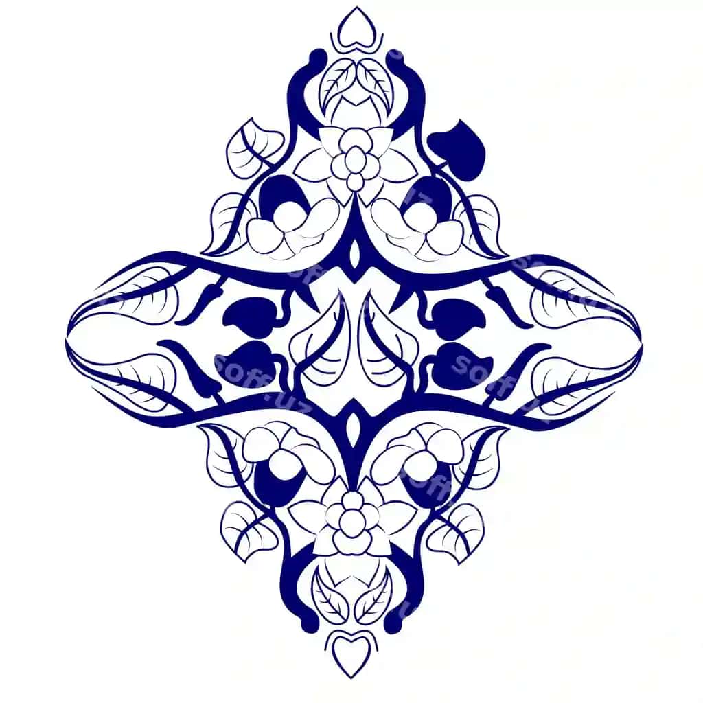 Ko'k varaq gullar chiroyli ajratuvchi element ramkalar tur kartasi | Blue leaves flowers attractive divider element frames wedding card