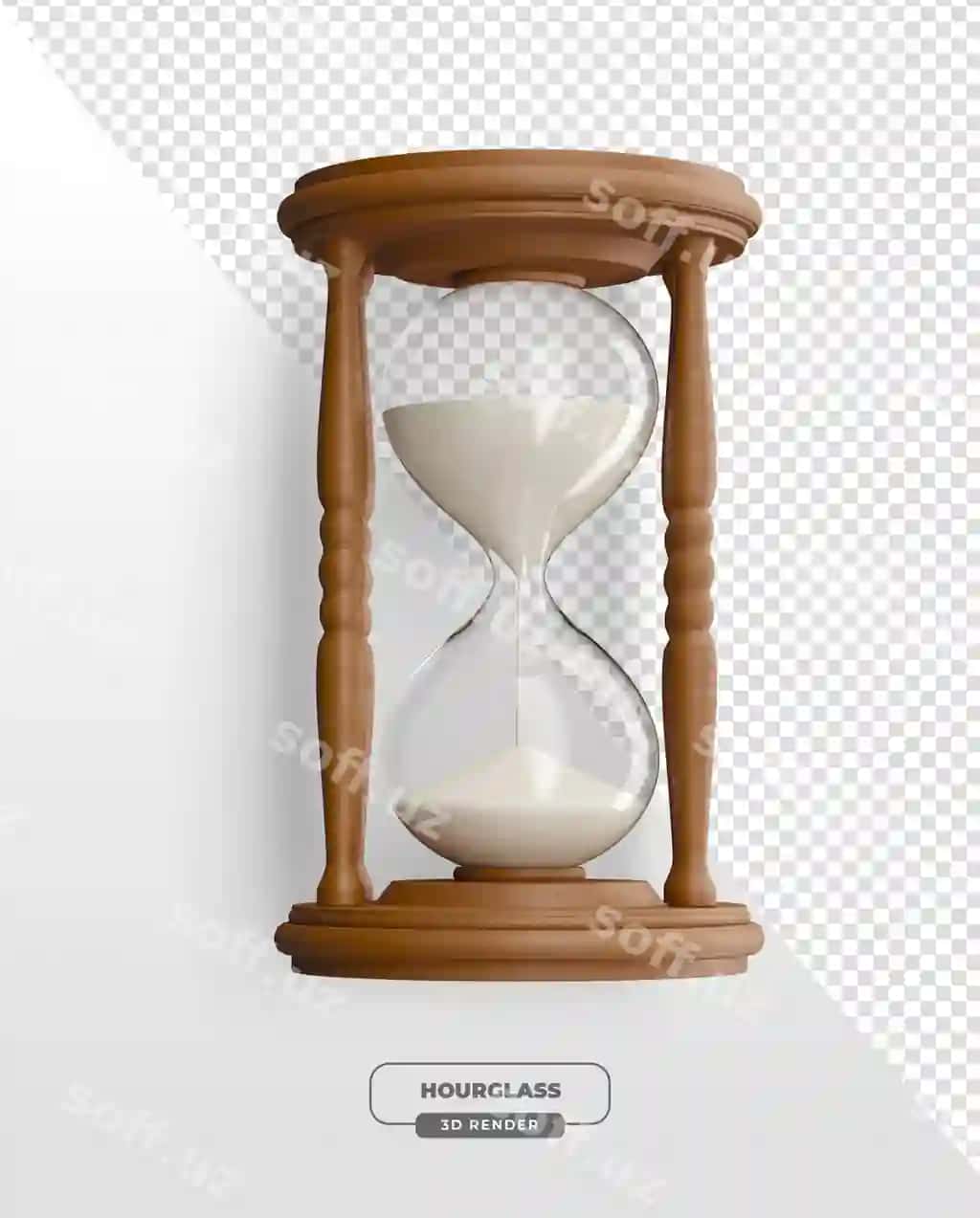 Qum bilan soat qutbu 3d render, orqa fonda shaffof | Hourglass with sand 3d render with background transparent