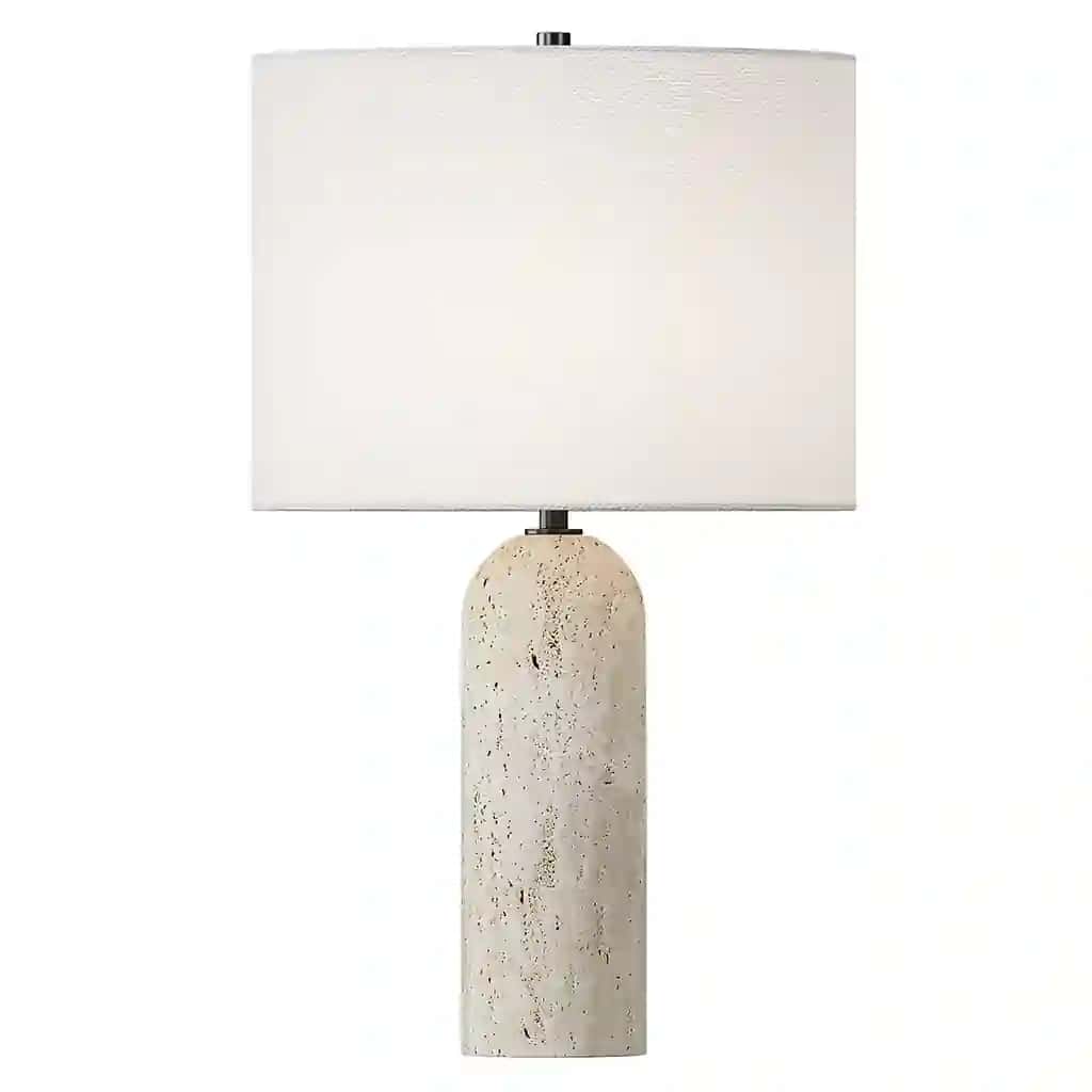 Travertine Table Lamp, Ivory