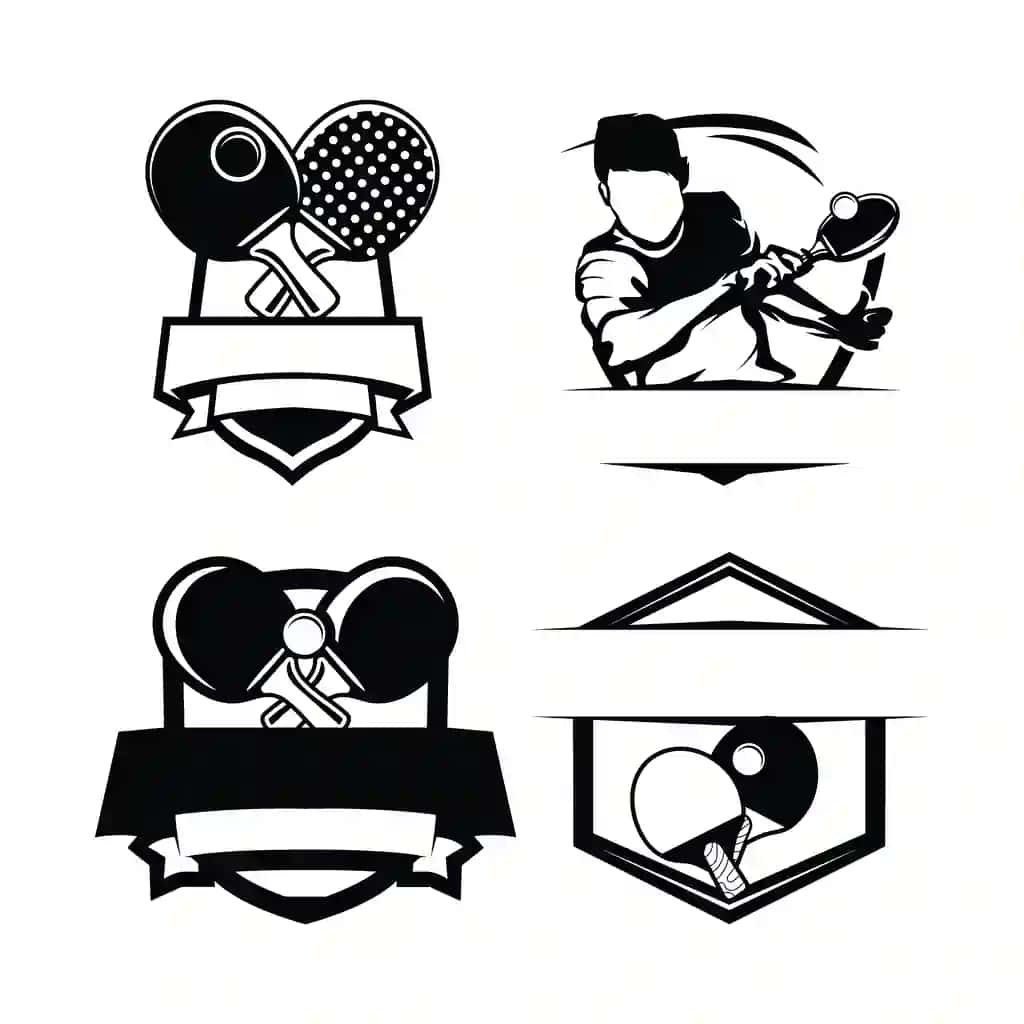 Stol tennisi logotipi shablonini pingpong logotipi vektor illyustratsiyasi bilan o'rnating | Set table tennis logo template pingpong logo vector illustration