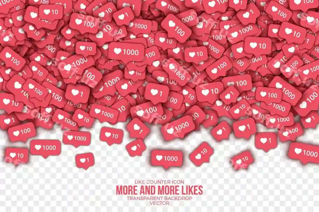 Instagram 3D yoqimlar soni ikonkalar anqarli fon | Instagram 3d like counter icons abstract background