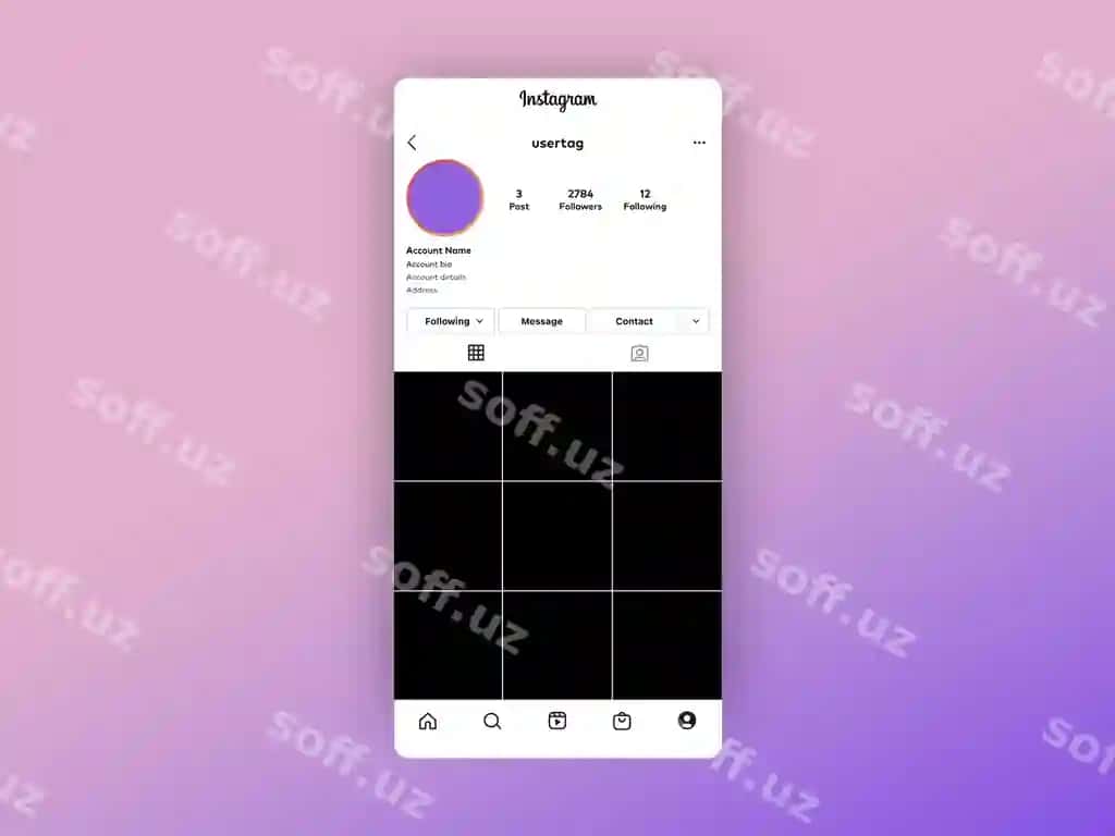 Bepul Instagram profili interfeys ekrani mockup to'liq tahrirlanga olinadi | Free instagram ig profile ui screen mockup fully editable