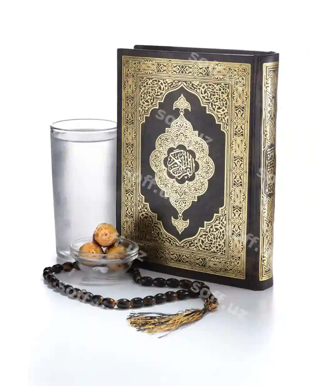 Ramazon narsalari Qur'on muqaddas kitobi suvo xurmalar tasbih | Ramadan items quran holy book water dates rosary