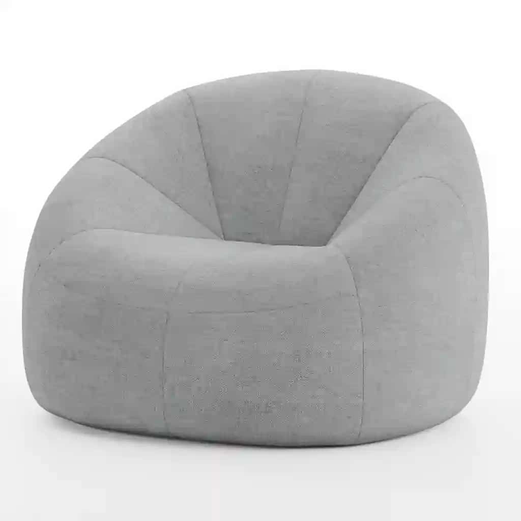 Soft Fabric Lounge Chair - Puffy Minimalist Armchair (Pumpkin style)