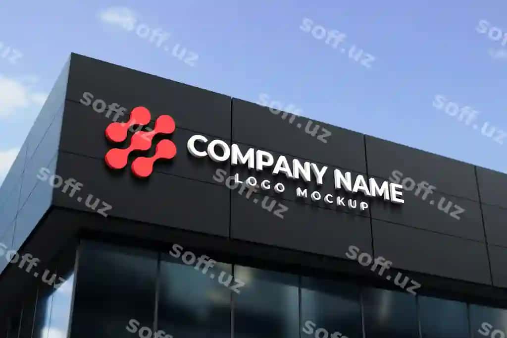 3D logo namunasi tashqi bino | 3d logo mockup outdoor building