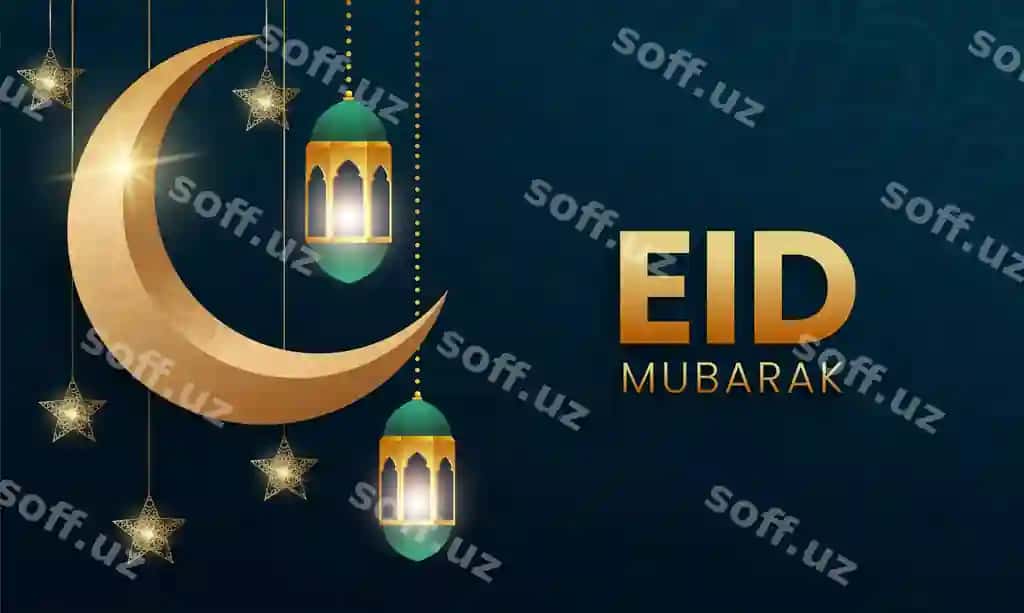 Muslim bayrami eid muborak dekorativ orqa fon hilol bilan | Muslim festival eid mubarak decorative background with crescent