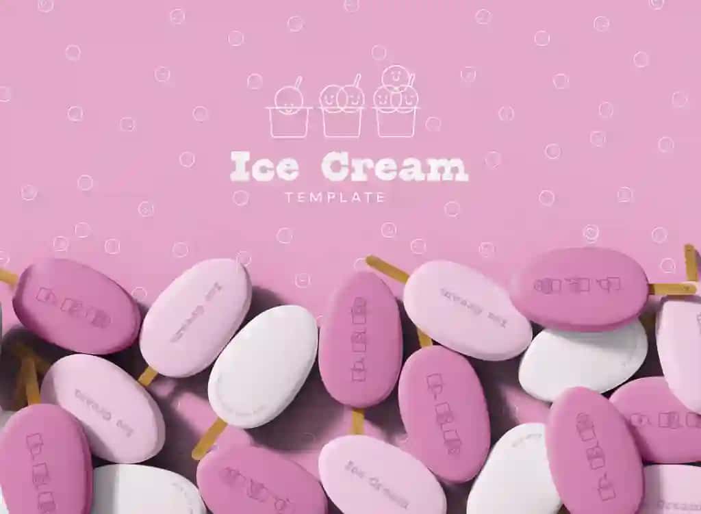 Copyspace maketi bilan 3D tasodifiy muzqaymoq barlari | 3d random ice cream bars with copyspace mockup