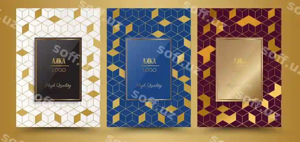 Hasharot premium geometrik menyu varaqasi | Luxury premium cover menu geometric