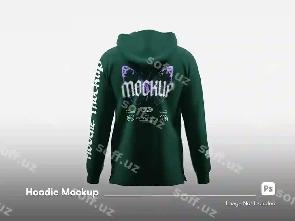 Haqiqiy orqa ko'rinish hoodi svitshot kurtkasi ajraltirilgan mockup | Realistic back view hoodie sweatshirt jacket isolated mockup