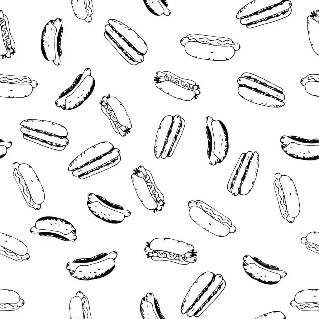 Hotdog muammosiz fon qora oq | Hotdog seamless background black white