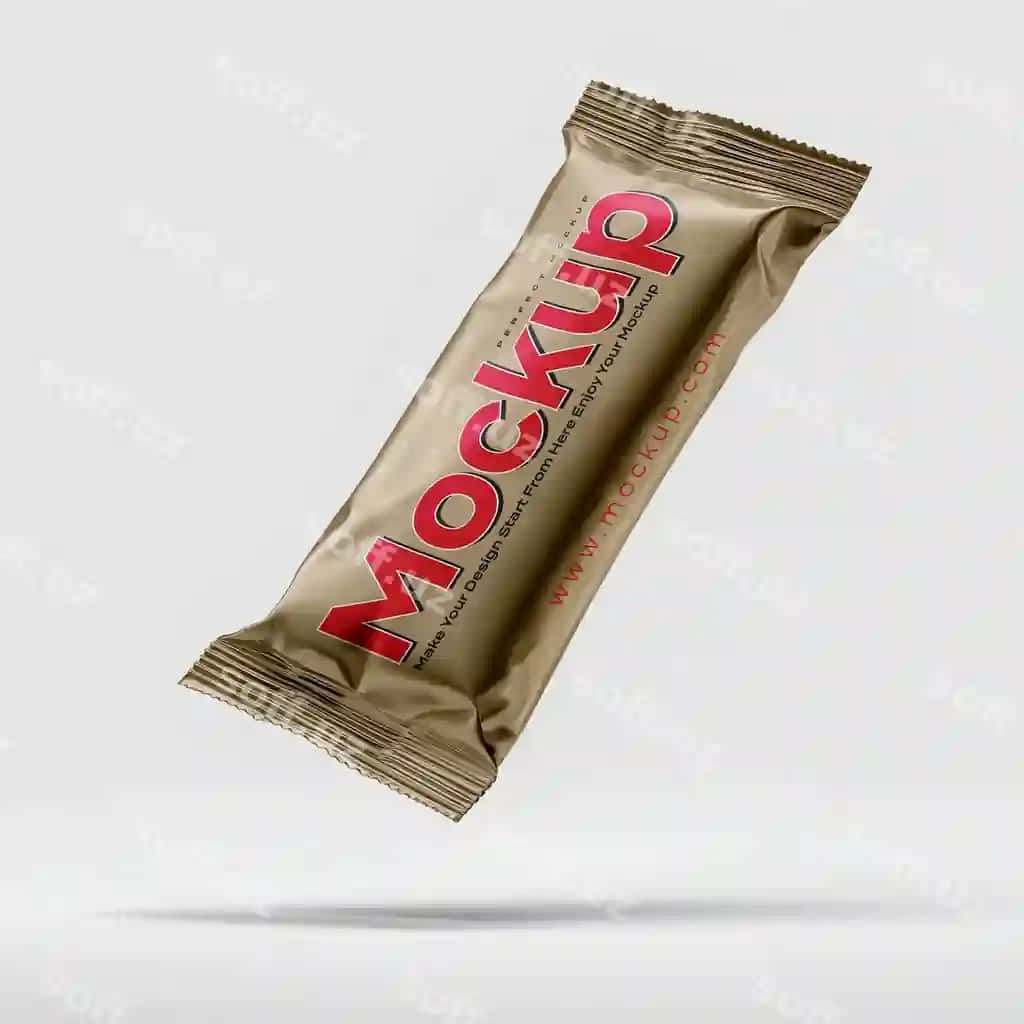 Suzuvchi shokoladli snacklar bar namunasi taom brendlash | Floating chocolate snack bar mockup food branding