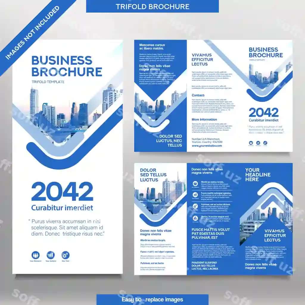 Biznes broshyura shabloni uchli tushirish joylashuvi | Business brochure template tri fold layout