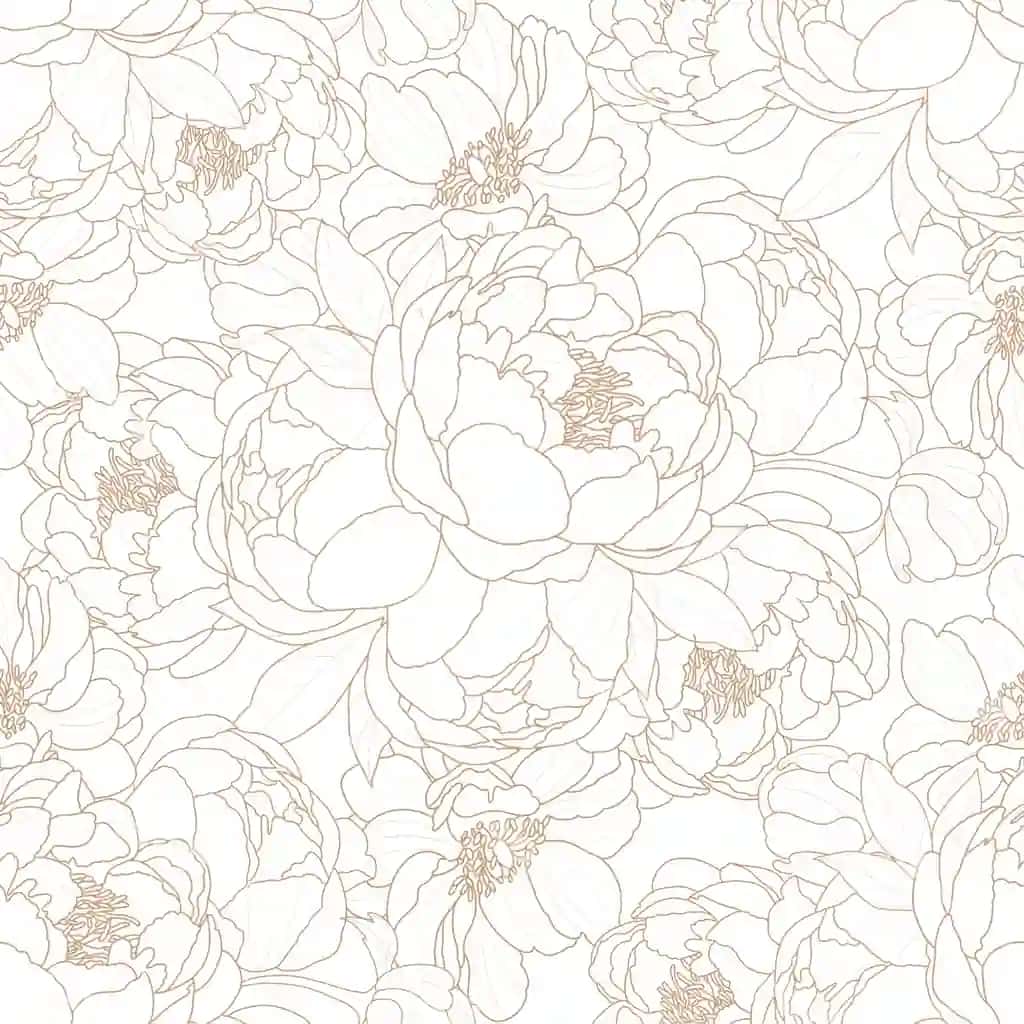 Elegant pionson chiziqlari shabloni | Elegant peony line art pattern