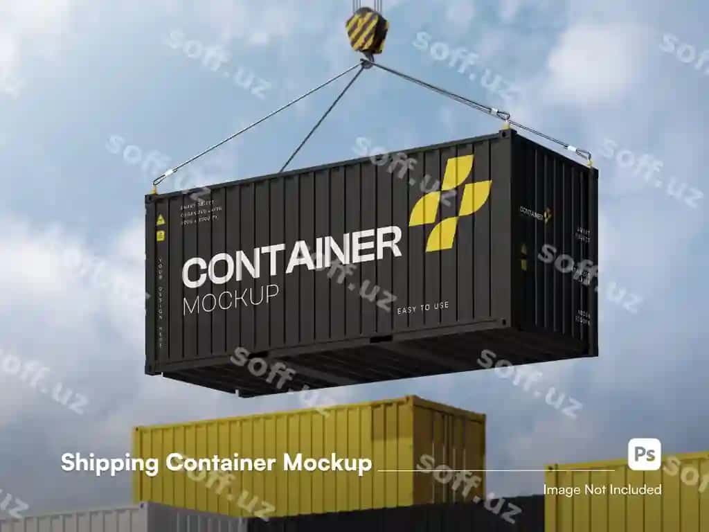 Ajraltirilgan tashyotkazma konteyner ko‘tarish 3D model izometrik | Isolated shipping container lifting 3d mockup isometric