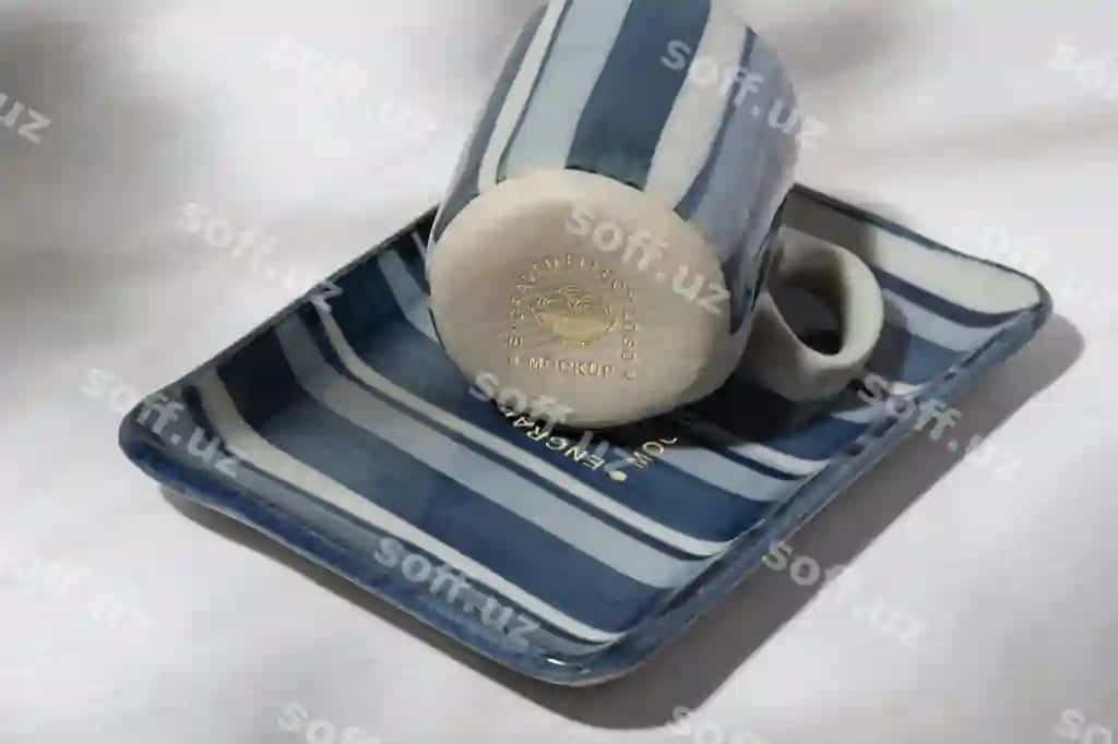 Porselen dona chizilgan namuna | Porcelain piece engraved mockup