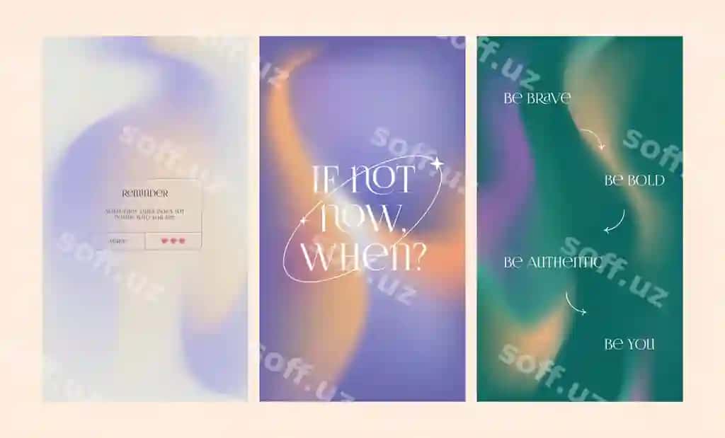 Ijtimoiy tarmoqlar stori uchun gradient estetik iqtiboslar shablon to'plami | Social media story gradient aesthetic quotes template collection