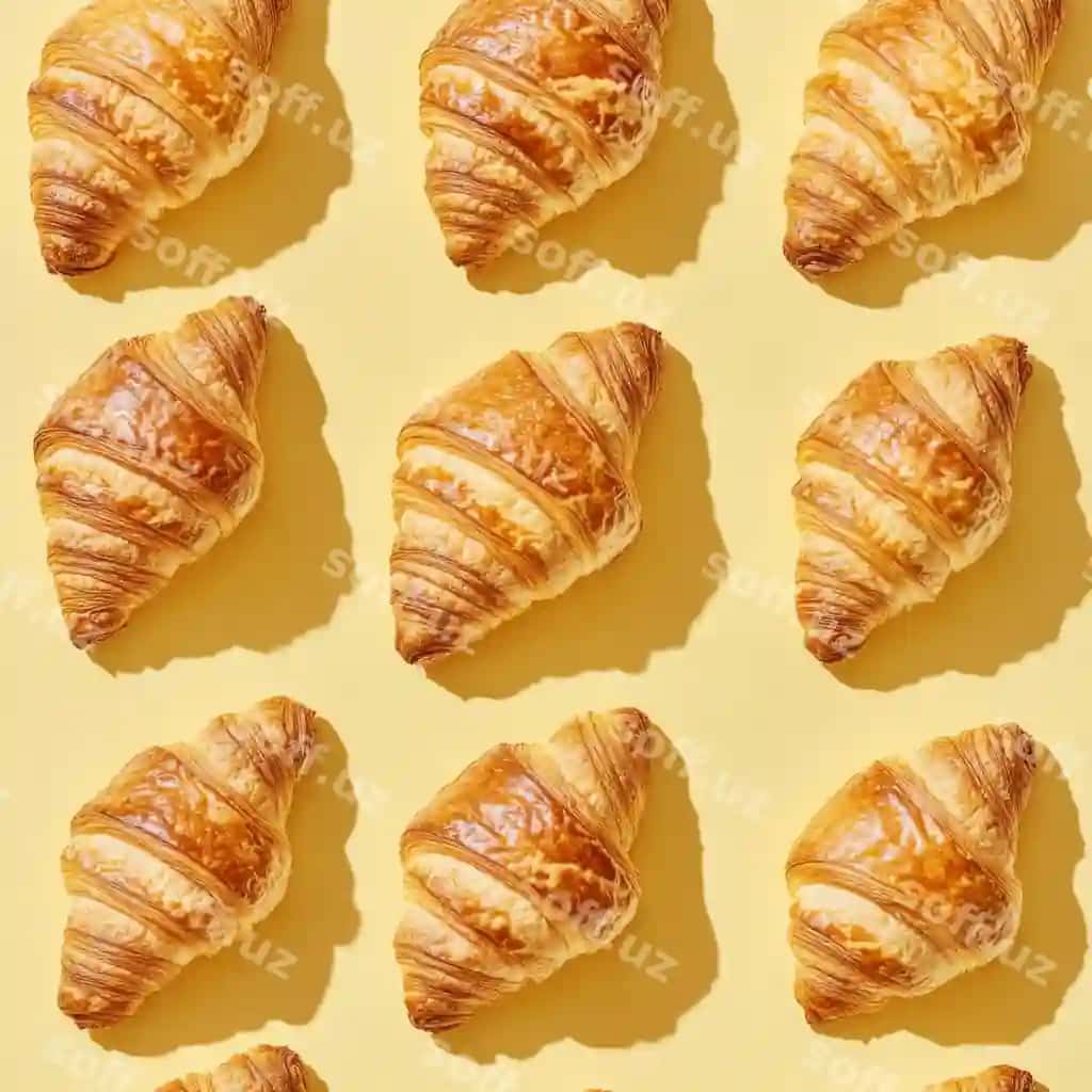 Oltin kruassonlar yuqori ko'rinish mashhurlig | Golden croissants topdown view deliciousness
