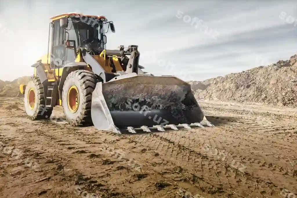 Ruedli front yuklovchi buldozer qurilish joyi karyer kuchli zamonaviy jihozlar yer ishlari qurilish joyi ijara uchun qurilish jihozlari | Wheel front loader bulldozer construction site quarry powerful modern equipment earthworks construction site rental construction equipment